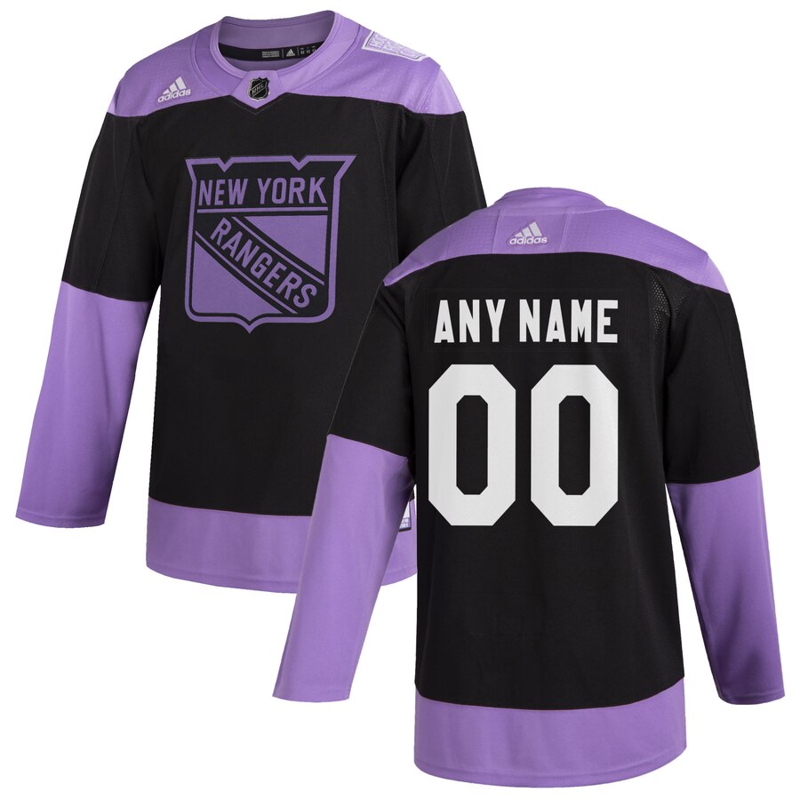 Men New York Rangers adidas Black Hockey Fights Cancer Custom Practice NHL Jersey